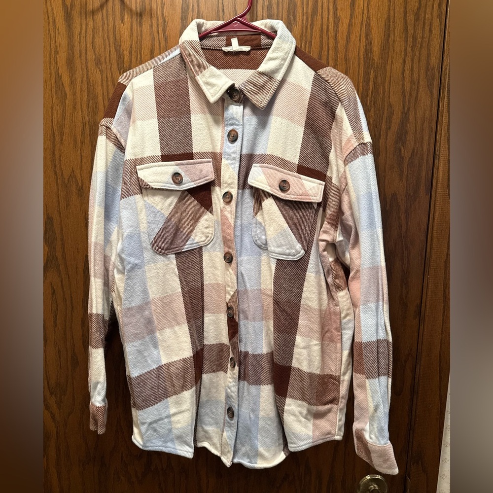 Plaid Button-Up Shacket - image 1